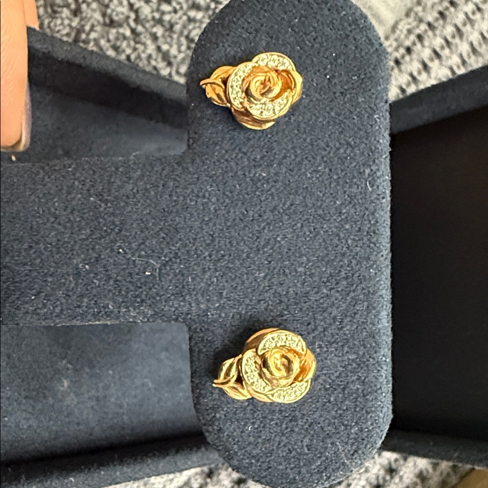 Zales Two-Tone Rose Earrings